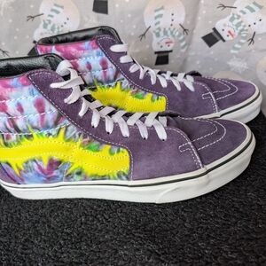 Vans Purple and Yellow High-Top Sneakers